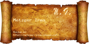 Metzger Irma névjegykártya